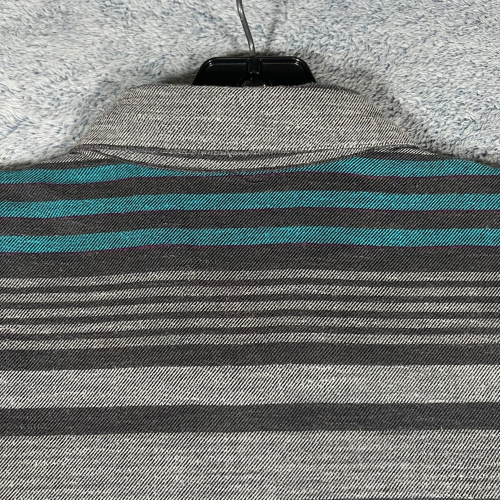 Patagonia Womens Organic Cotton‎ Striped Button Down Shirt Grey Teal Size 6 - Picture 12 of 16